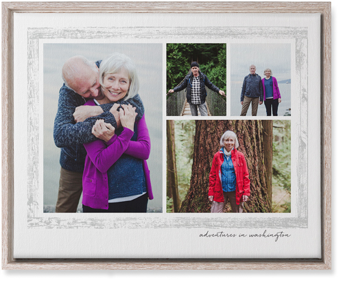 Brushed Border Collage Of Four Wall Art, Rustic, Single piece, Canvas, 16x20, Gray, smoke