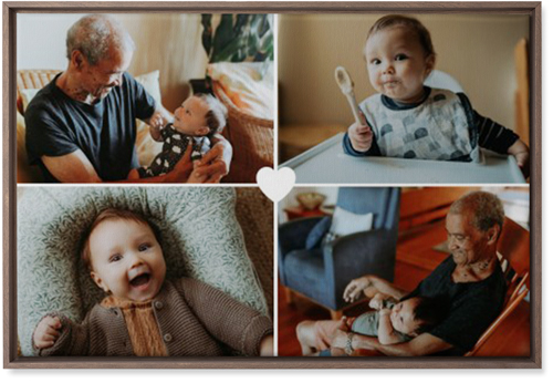 Heart Grid Wall Art, Walnut, Single piece, Canvas, 20x30, White, white