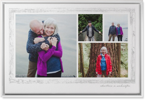 Brushed Border Collage Of Four Wall Art, White, Single piece, Canvas, 20x30, Gray, smoke