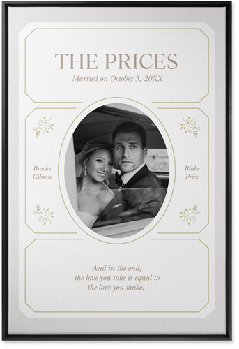 Vintage Stationery Frame Wall Art, Black, Single piece, Canvas, 24x36, White