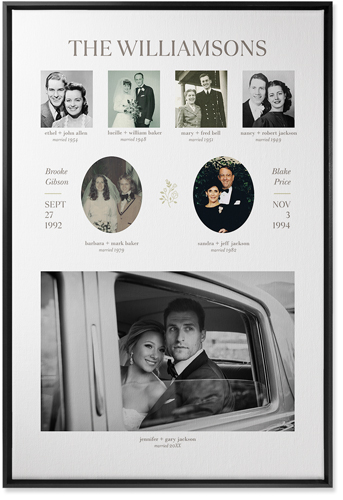 Marriage Family Tree Wall Art, Black, Single piece, Canvas, 24x36, White
