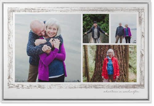 Brushed Border Collage Of Four Wall Art, White, Single piece, Canvas, 24x36, Brown, taupe