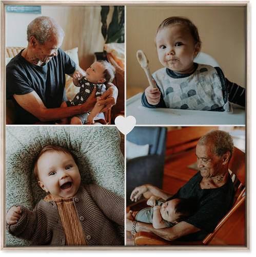 Heart Grid Wall Art, Metallic, Single piece, Canvas, 36x36, White, white