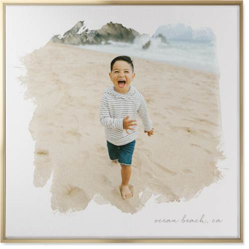 Brushstrokes Portrait Wall Art, Gold, Single piece, Canvas, 36x36, White, white