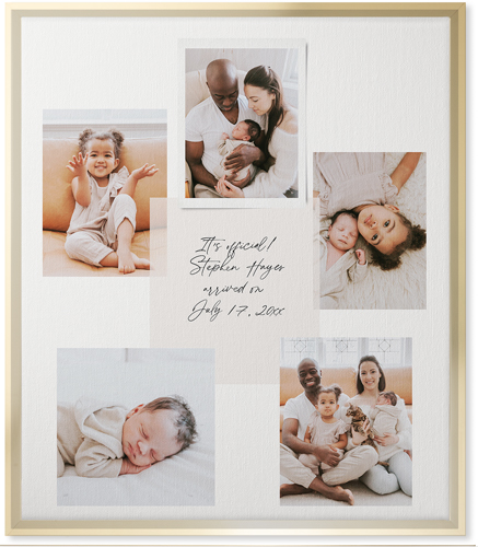 Handwritten Note Collage Wall Art, Gold, Single piece, Canvas, 20x24, White