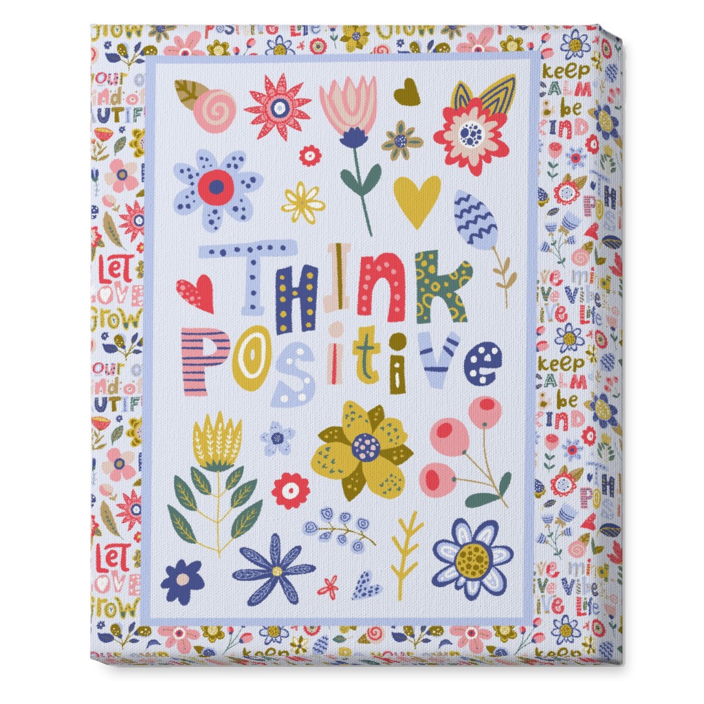 think positive inspirational floral wall art