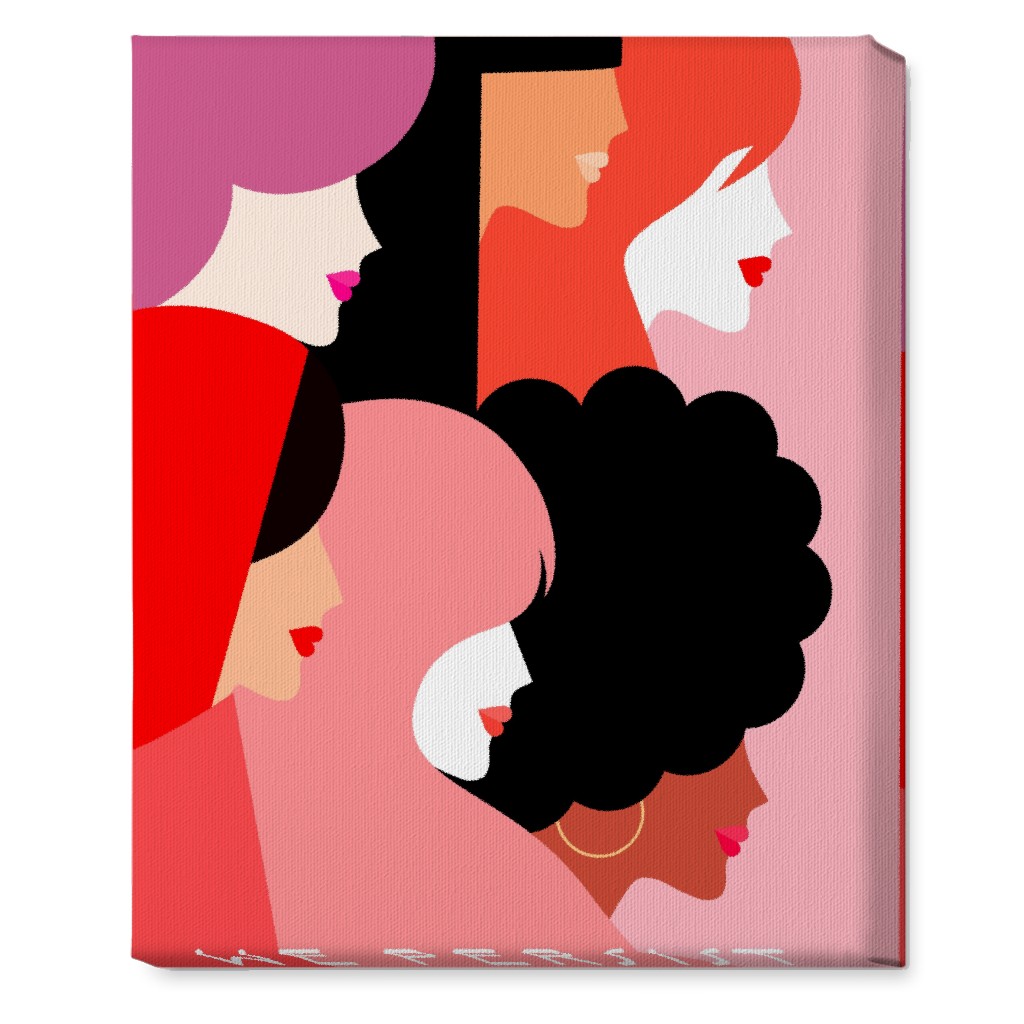 Girl Power, We Persist - Coral & Pink Wall Art, No Frame, Single piece, Canvas, 16x20, Pink