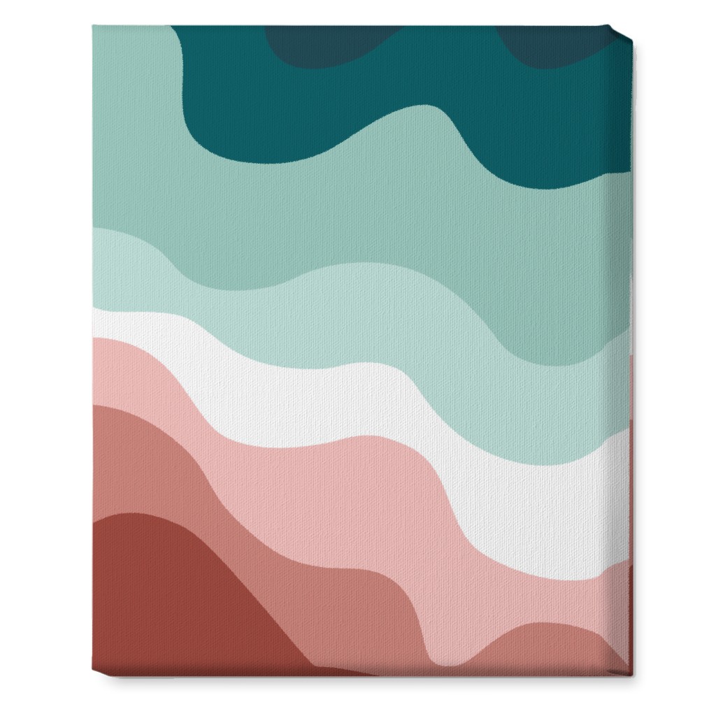 Retro Abstract Waves Wall Art, No Frame, Single piece, Canvas, 16x20, Multicolor, Mauve