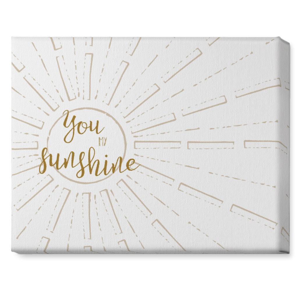 You Are My Sunshine - White and Golden Wall Art, No Frame, Single piece, Canvas, 16x20, Yellow