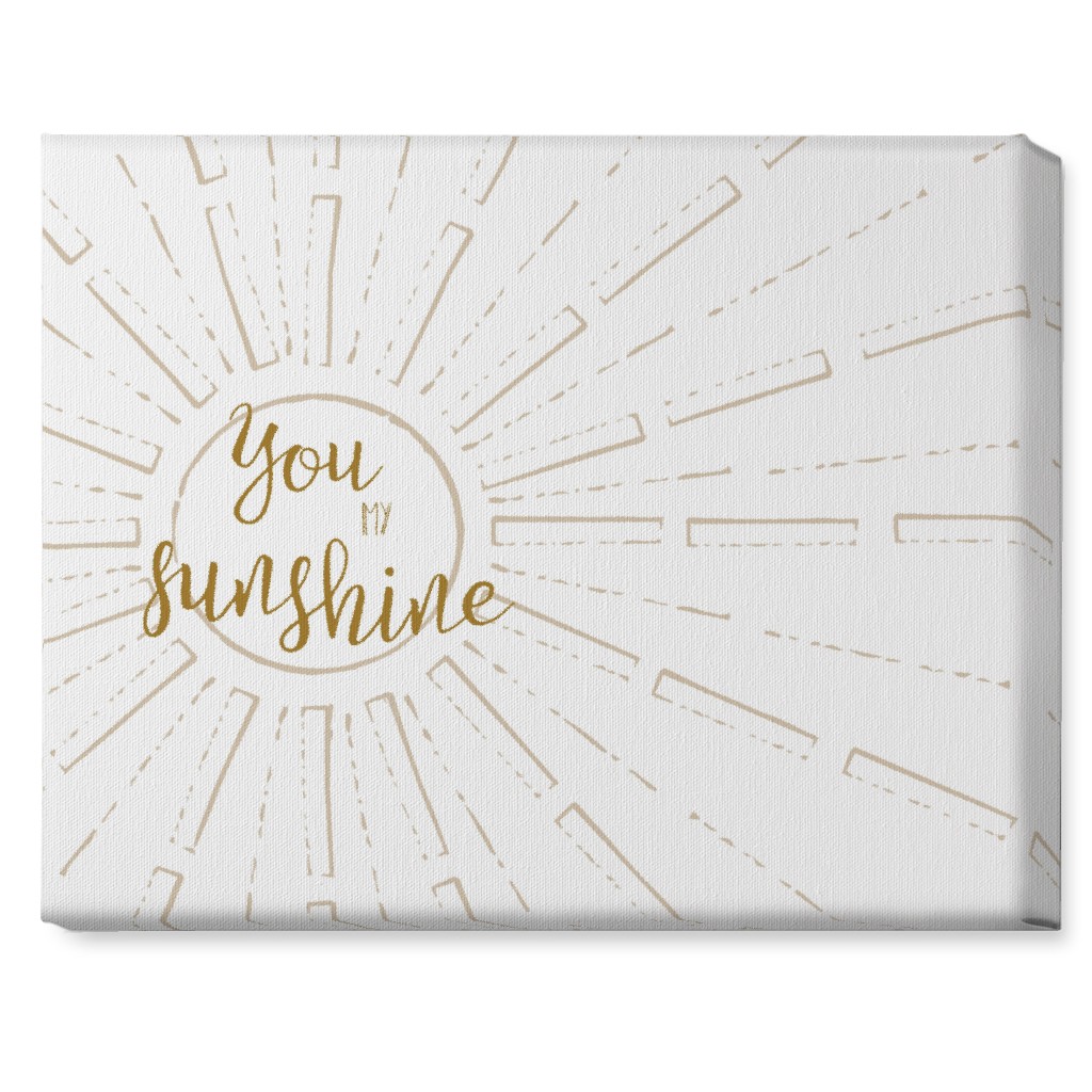 You Are My Sunshine - White and Golden Wall Art, No Frame, Single piece, Canvas, 16x20, Yellow