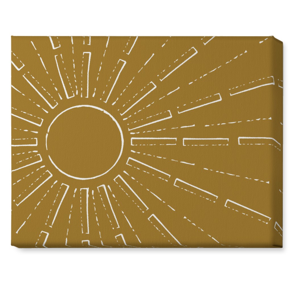Midcentury Sunburst Wall Art, No Frame, Single piece, Canvas, 16x20, Yellow, Golden