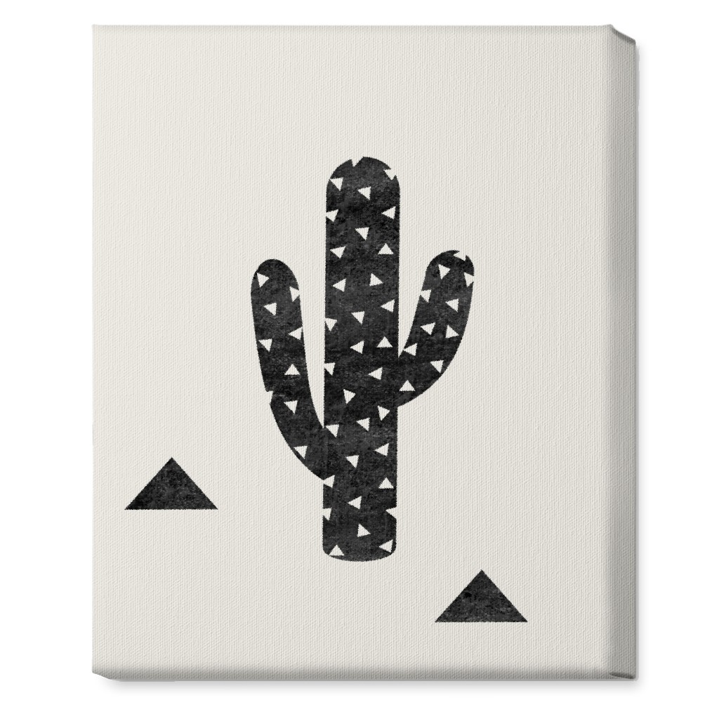 Cactus - Black and White Wall Art, No Frame, Single piece, Canvas, 16x20, Beige