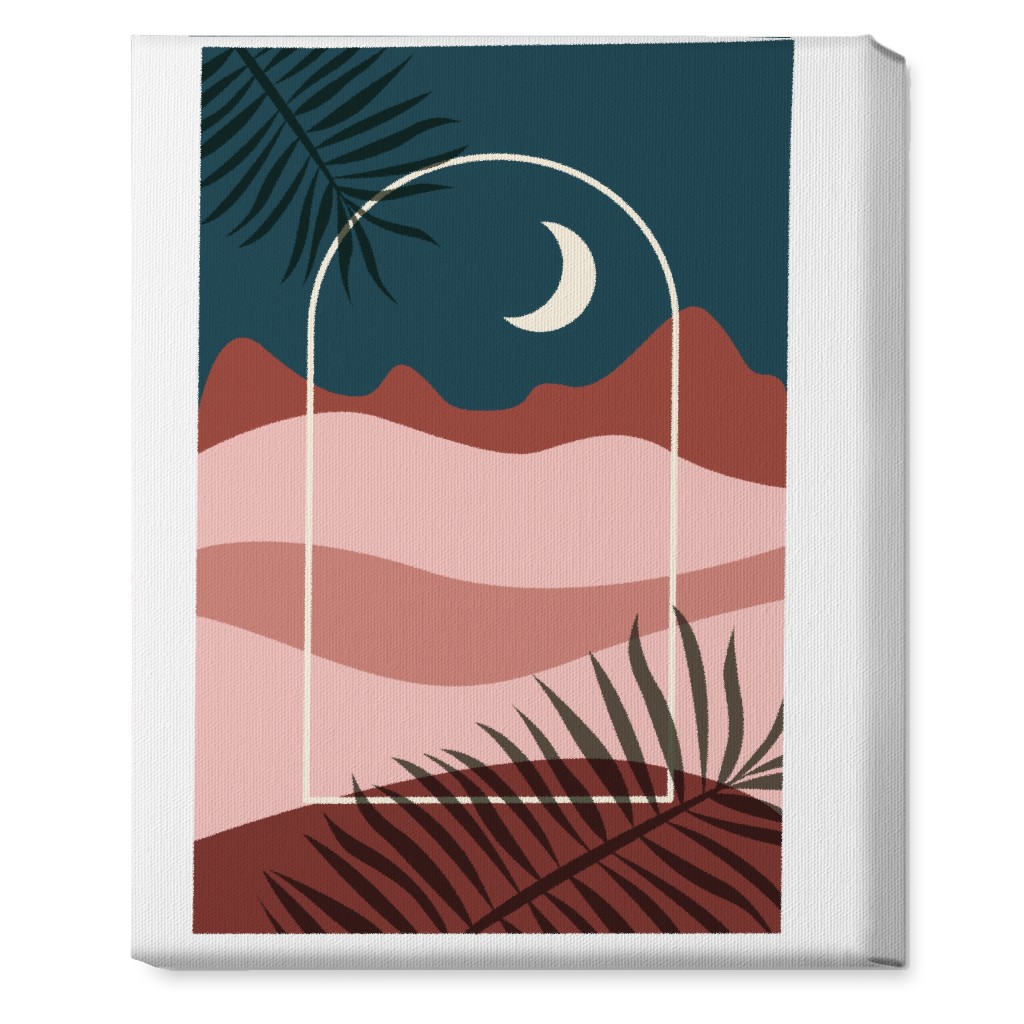 Abstract Landscapes in Windows Moon Wall Art, No Frame, Single piece, Canvas, 16x20, Multicolor, Powder Pink
