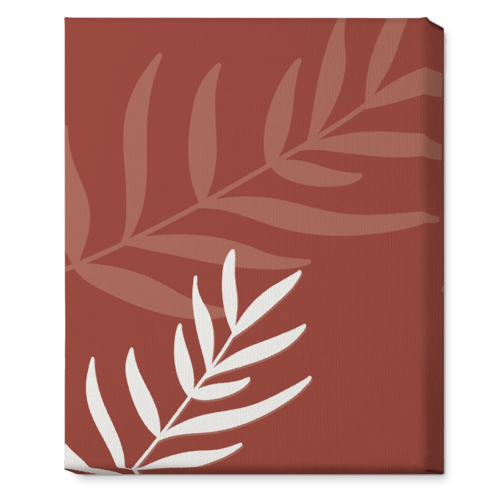 Fern Leaves in Neutral Earth Tones Wall Art, No Frame, Single piece, Canvas, 16x20, Red