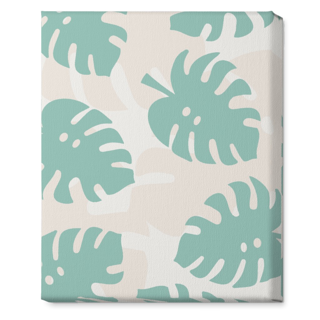 Monstera Leaves in Earth Tones Wall Art, No Frame, Single piece, Canvas, 16x20, Green