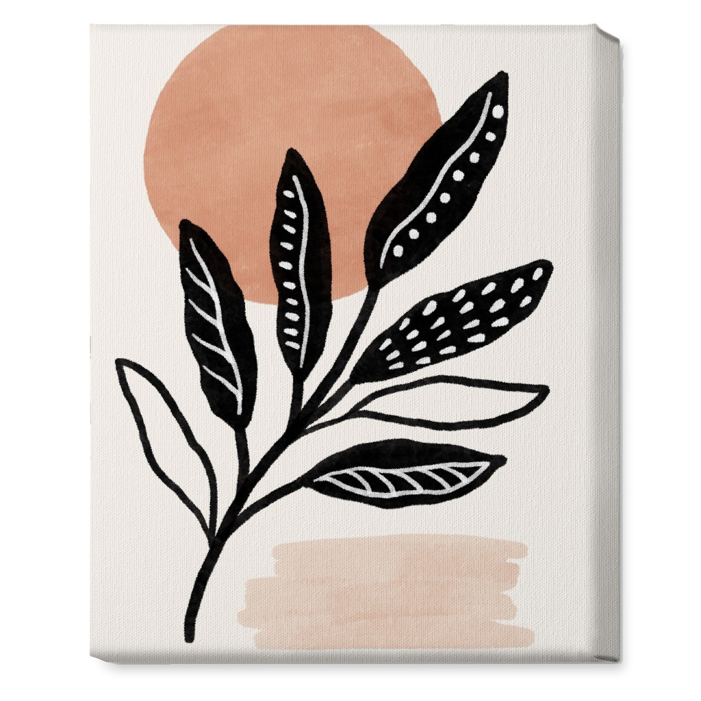 Leaves At Sunset Wall Art, No Frame, Single piece, Canvas, 16x20, Beige, Black