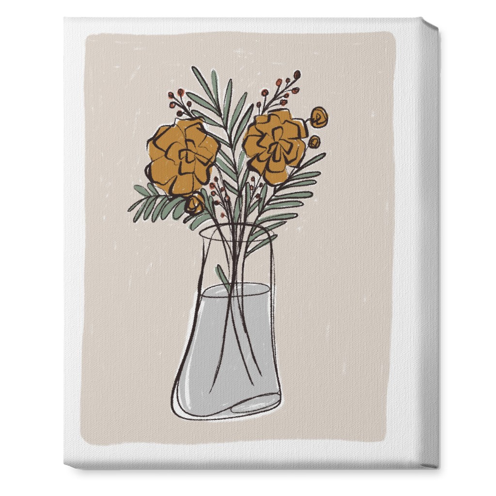 Bouquet Study - Yellow on Beige Wall Art, No Frame, Single piece, Canvas, 16x20, Beige, Pearl