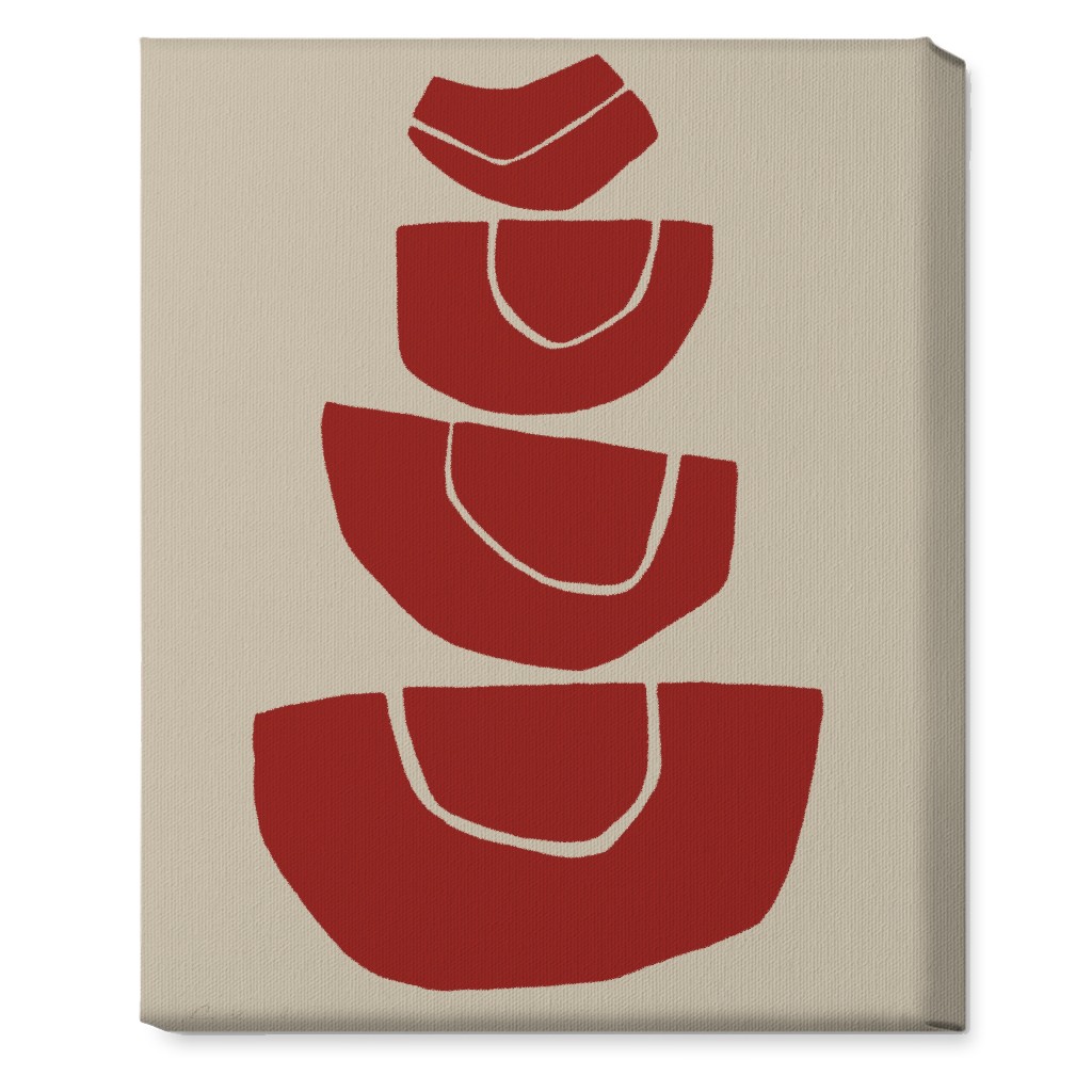 Geometric Stack Abstract Wall Art, No Frame, Single piece, Canvas, 16x20, Red