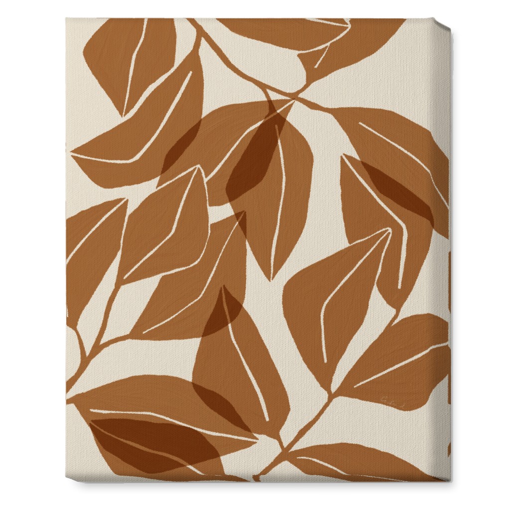 Botanical Ficus Leaves Wall Art, No Frame, Single piece, Canvas, 16x20, Orange, Earth
