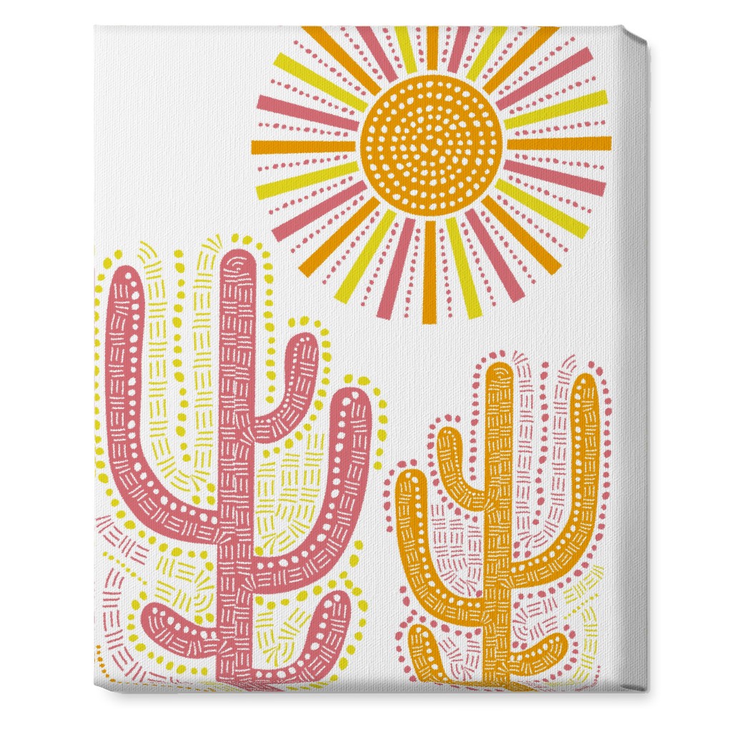 Boho Cactus and Sunny Summer - Warm Wall Art, No Frame, Single piece, Canvas, 16x20, Multicolor