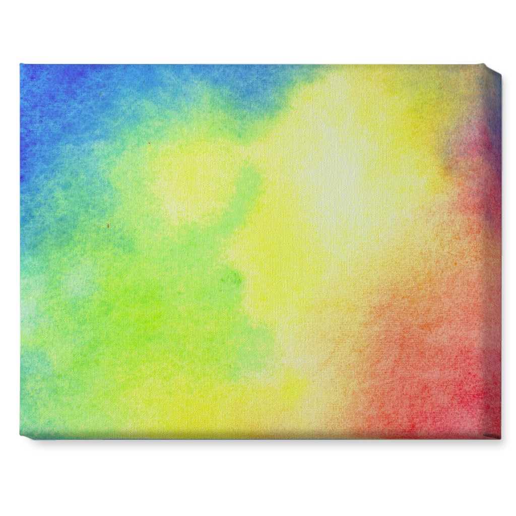 Rainbow Watercolor Clouds - Multi Wall Art, No Frame, Single piece, Canvas, 16x20, Multicolor