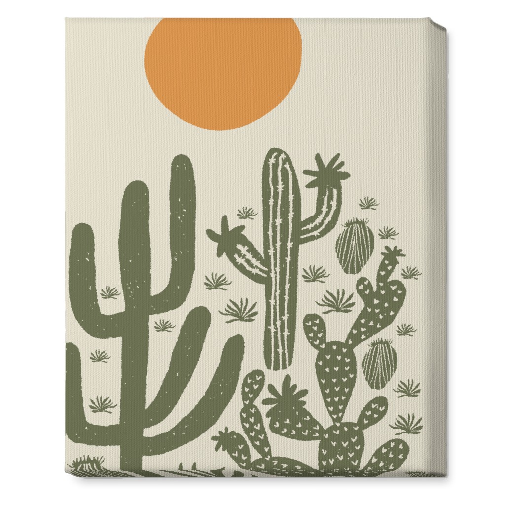Cactus - Earth Tones Wall Art, No Frame, Single piece, Canvas, 16x20, Beige, Pearl