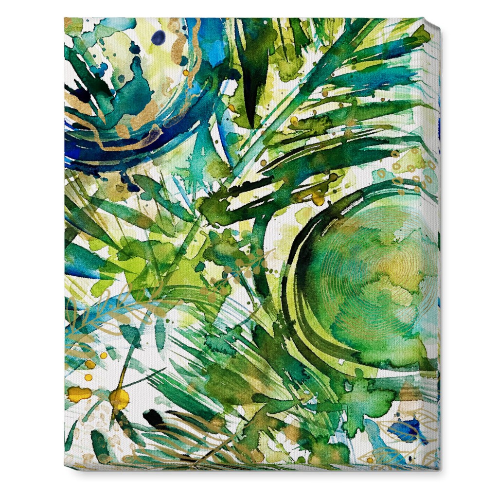 Paradise - Green and Blue Wall Art, No Frame, Single piece, Canvas, 16x20, Green, Classic Green
