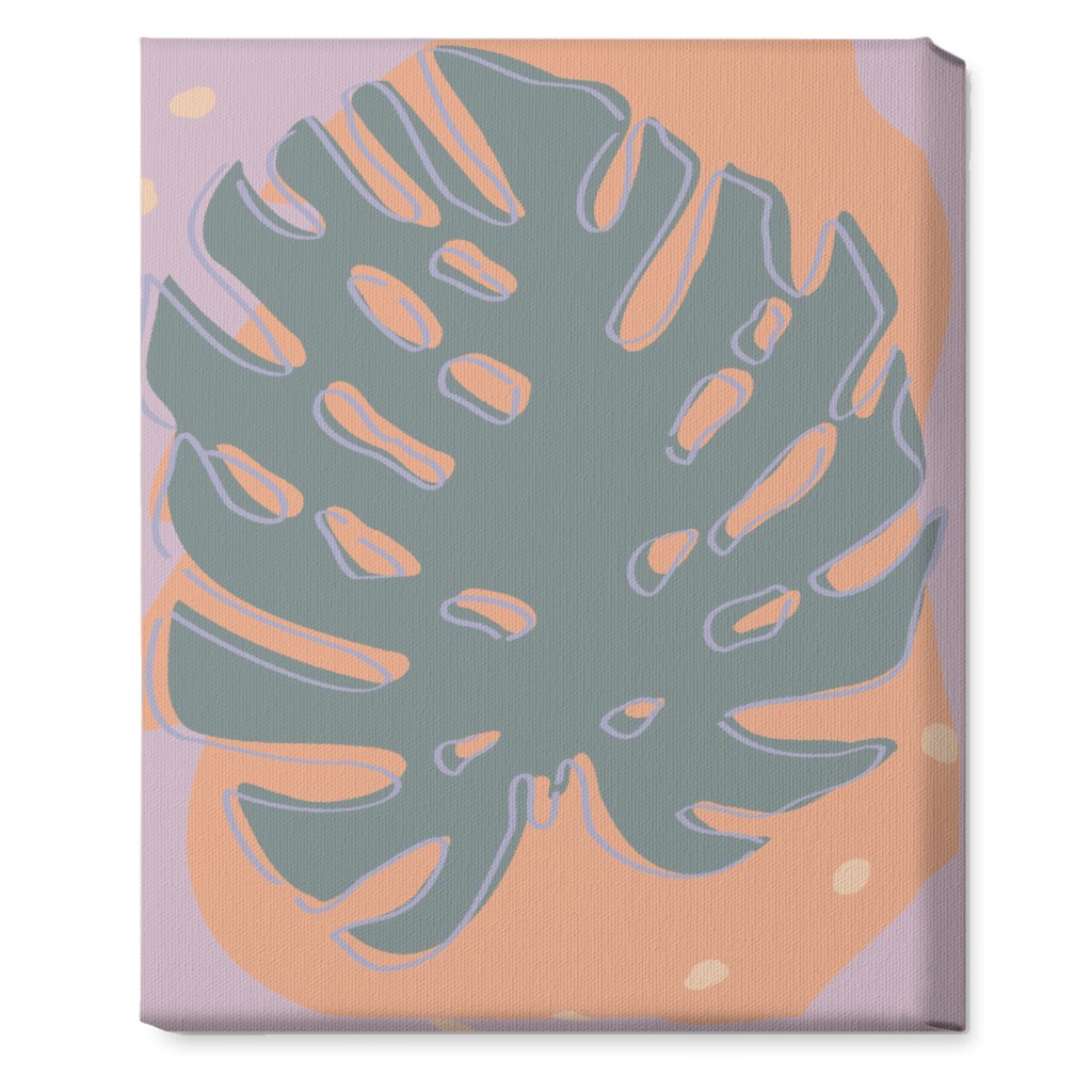 Modern Monstera Leaf - Green and Purple Wall Art, No Frame, Single piece, Canvas, 16x20, Green, Classic Green