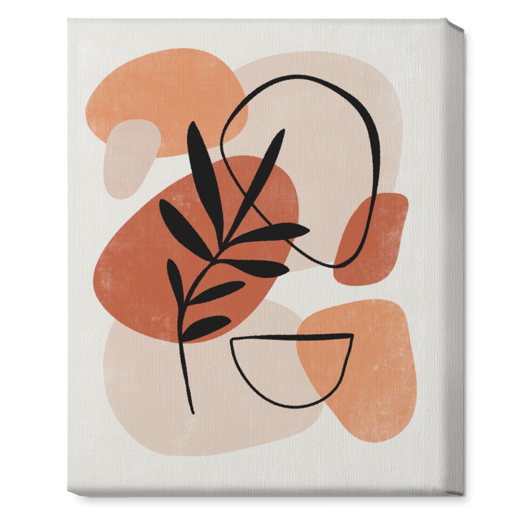 Abstract Frond - Terracotta and Ivory Wall Art, No Frame, Single piece, Canvas, 16x20, Beige