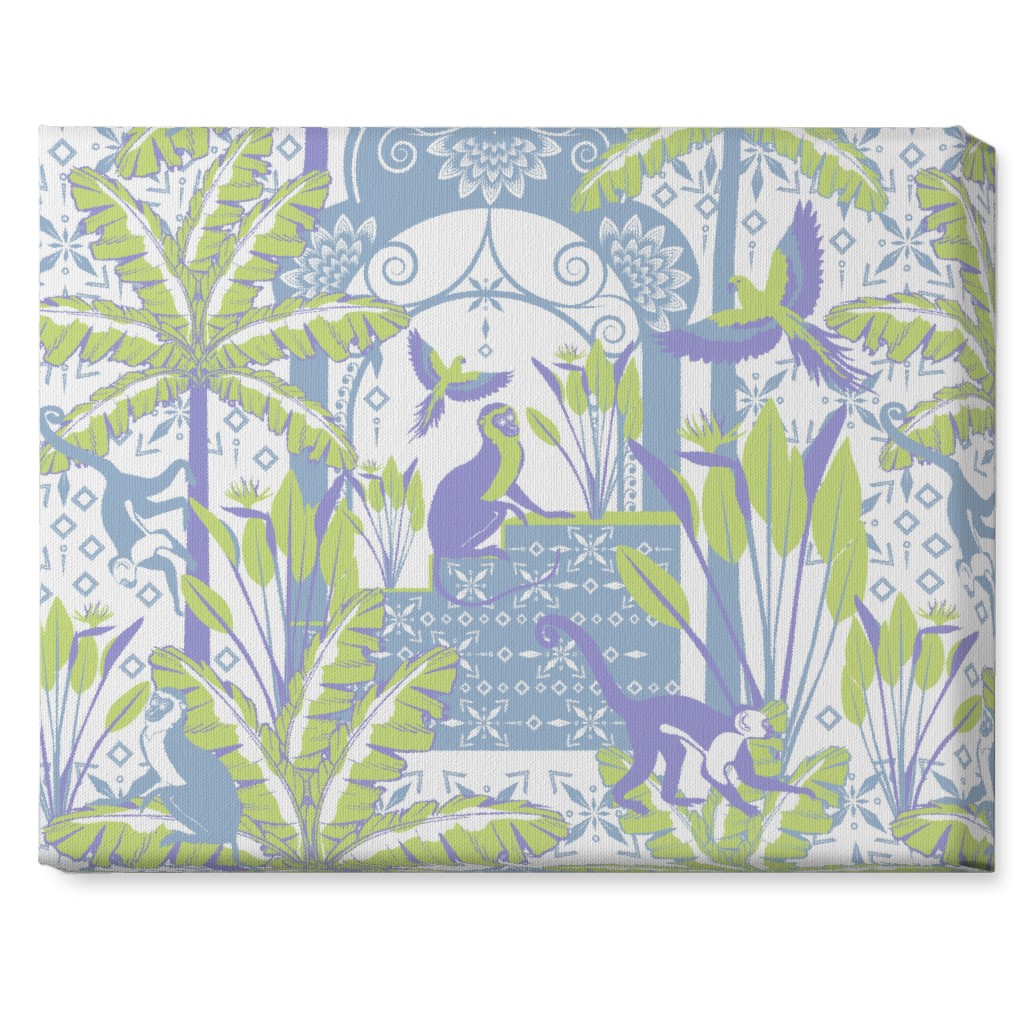 Exotic Tropical Garden Wall Art, No Frame, Single piece, Canvas, 16x20, Green, Sage