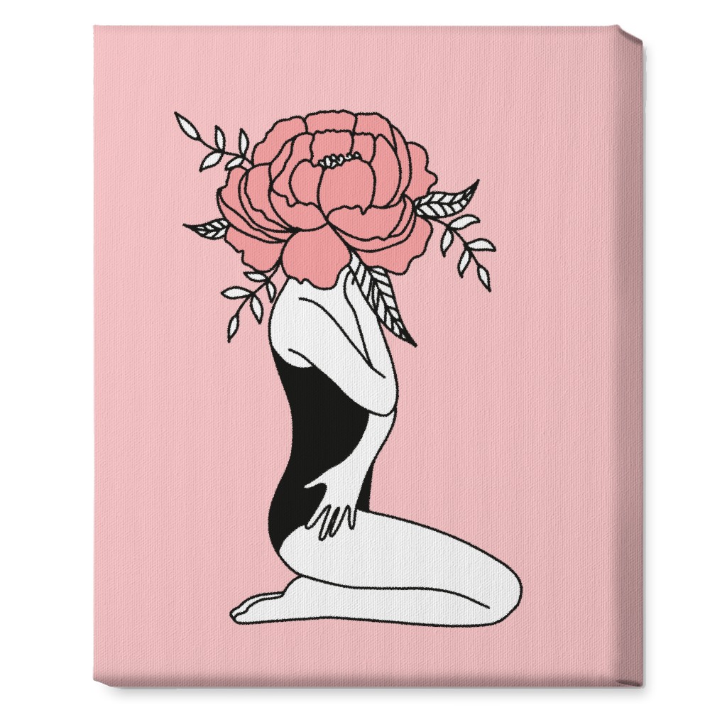 Modern Feminine Abstract - Pink Wall Art, No Frame, Single piece, Canvas, 16x20, Pink, Bright Pink