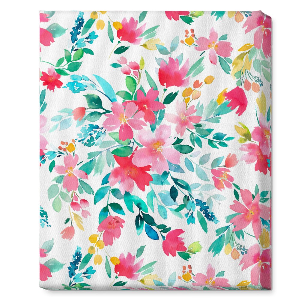 Summer Fresh Flowers - Multi Wall Art, No Frame, Single piece, Canvas, 16x20, Pink, Bright Pink