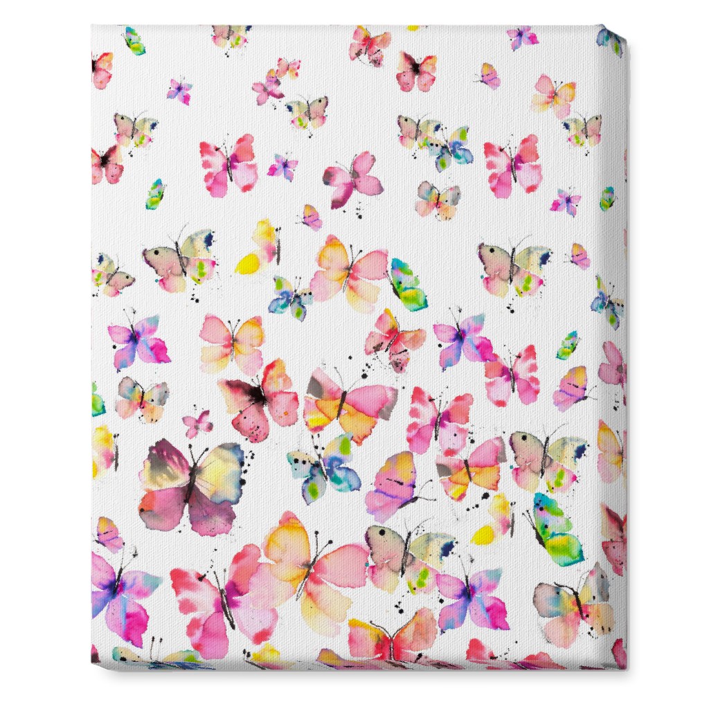 Watercolor Spring Butterflies - Multi Wall Art, No Frame, Single piece, Canvas, 16x20, Multicolor