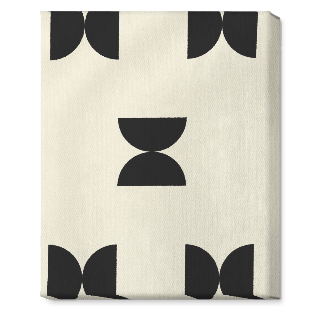 Minimal Geometric Abstract Bauhuas - Cream and Black Wall Art, No Frame, Single piece, Canvas, 16x20, Beige