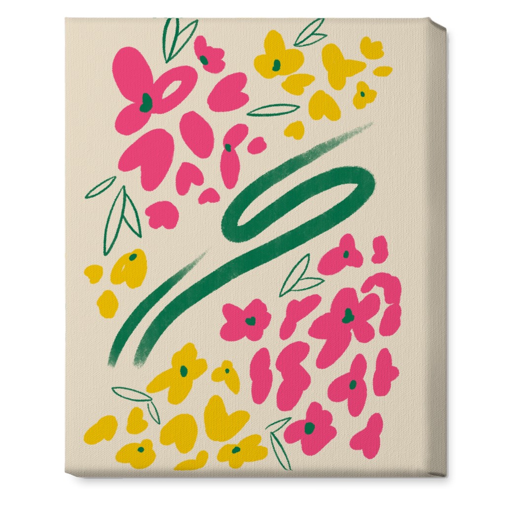 Greek Flowers - Multi on Beige Wall Art, No Frame, Single piece, Canvas, 16x20, Multicolor