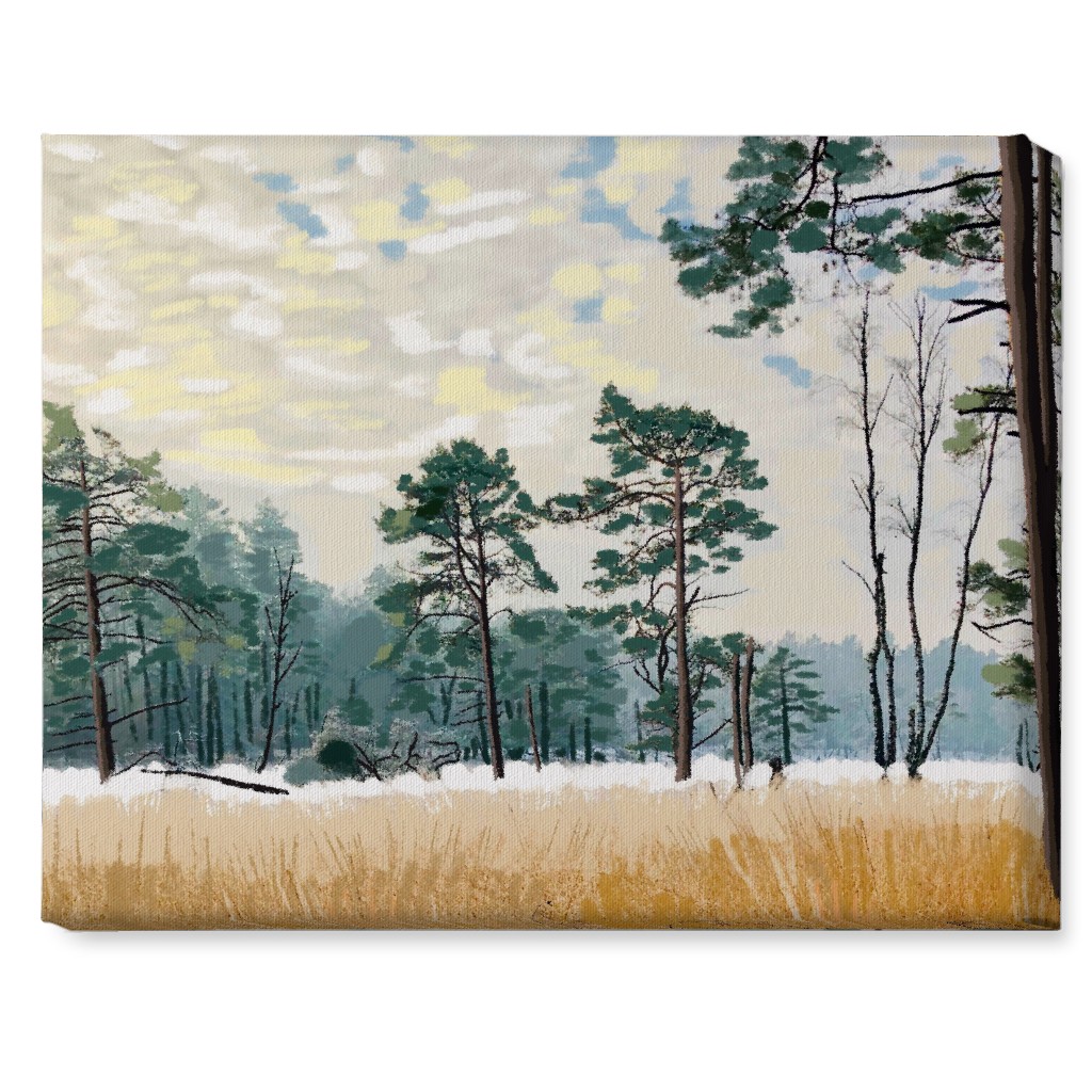 Winter Meadow With Trees Wall Art, No Frame, Single piece, Canvas, 16x20, Multicolor