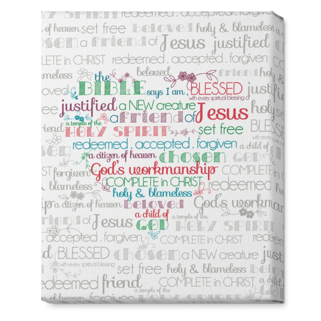 the Bible Says I Am - Multi on Neutral Wall Art, No Frame, Single piece, Canvas, 16x20, Gray, Gray