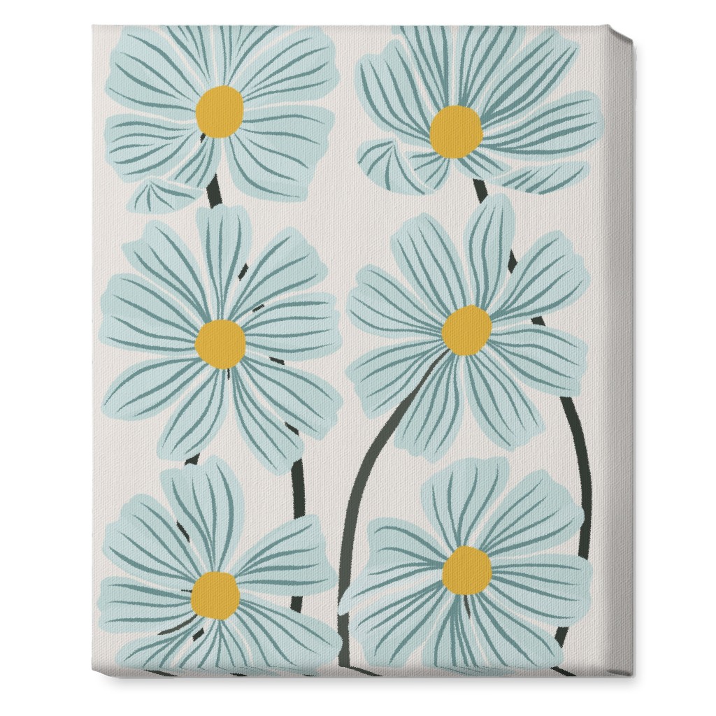 Botanical Cosmos Flowers Wall Art, No Frame, Single piece, Canvas, 16x20, Blue, Oasis