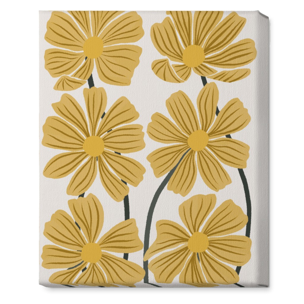 Botanical Cosmos Flowers Wall Art, No Frame, Single piece, Canvas, 16x20, Yellow