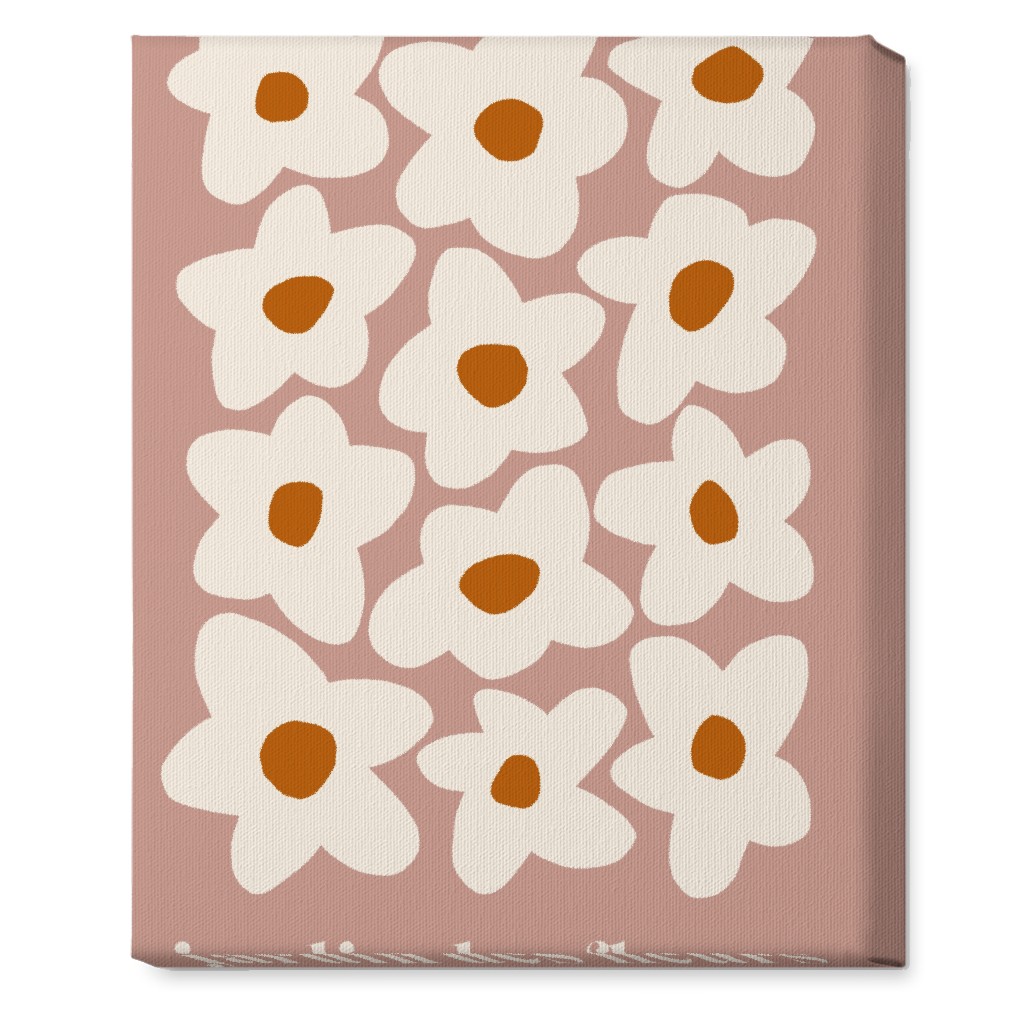 Botanical Graphic Retro Flower Garden Wall Art, No Frame, Single piece, Canvas, 16x20, Pink, Whisper