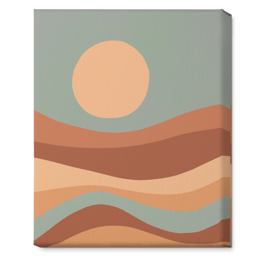Tropical Seaside Sunrise With Waves - Blue and Orange Wall Art, No Frame, Single piece, Canvas, 16x20, Multicolor