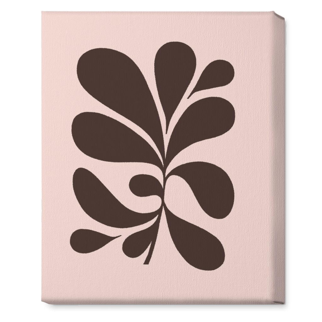 Minimal Foliage - Pink and Brown Wall Art, No Frame, Single piece, Canvas, 16x20, Pink