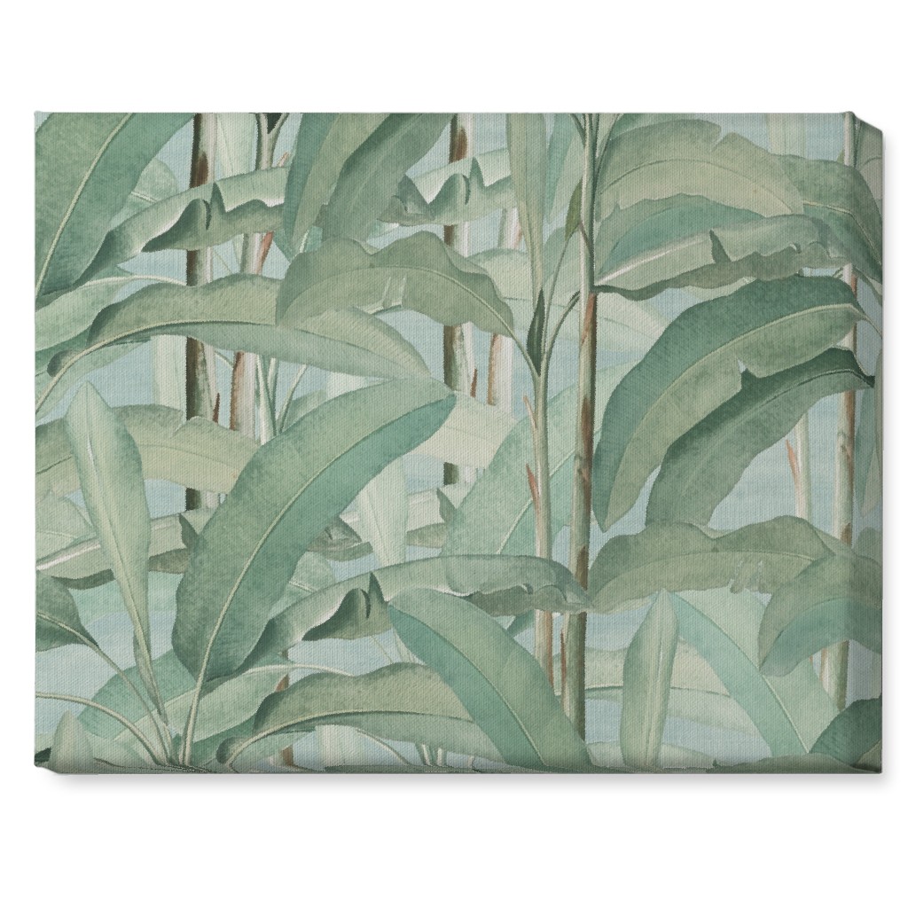 Lush Tropical Leaves Wall Art, No Frame, Single piece, Canvas, 16x20, Green, Classic Green