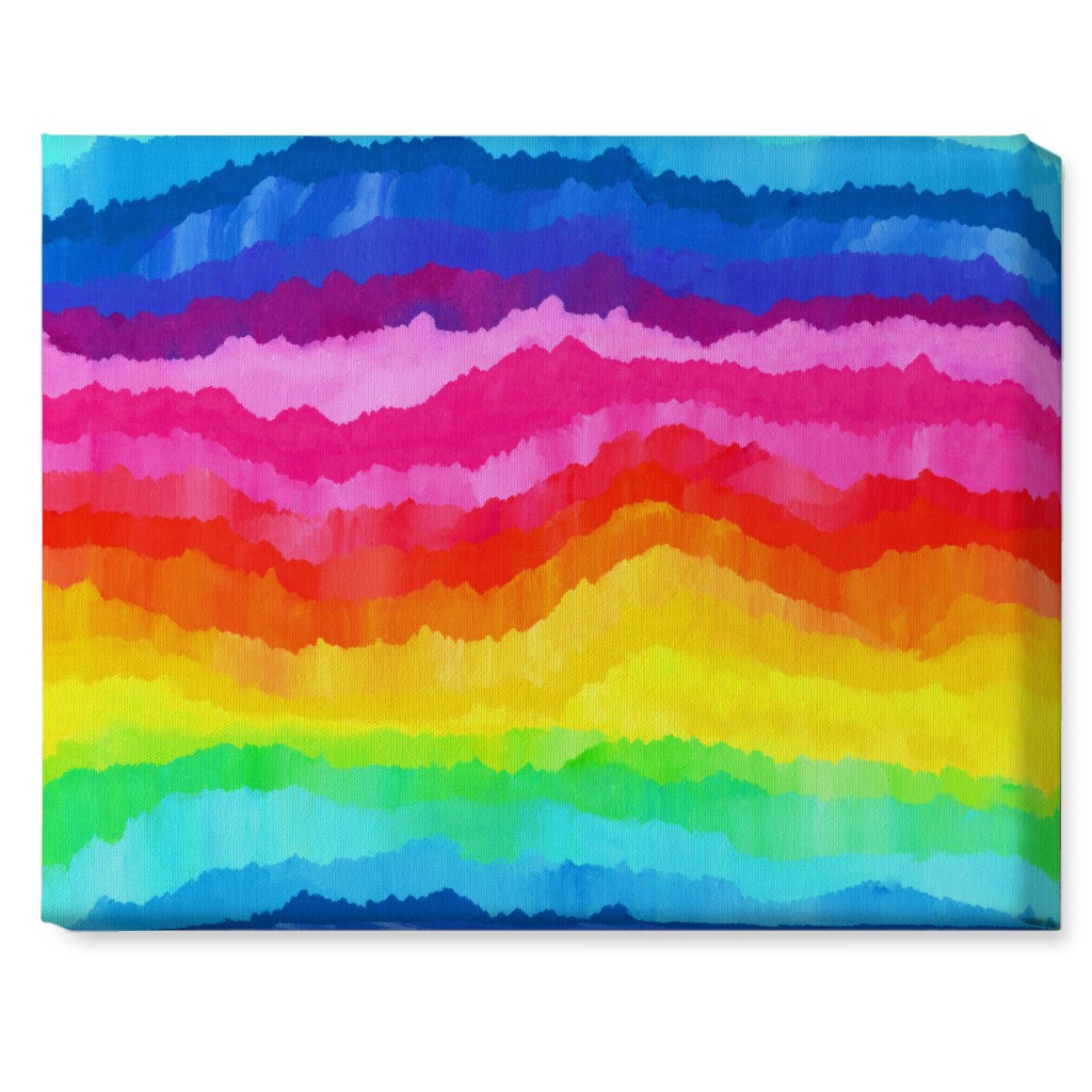 Rainbow Acrylic Waves Wall Art, No Frame, Single piece, Canvas, 16x20, Multicolor