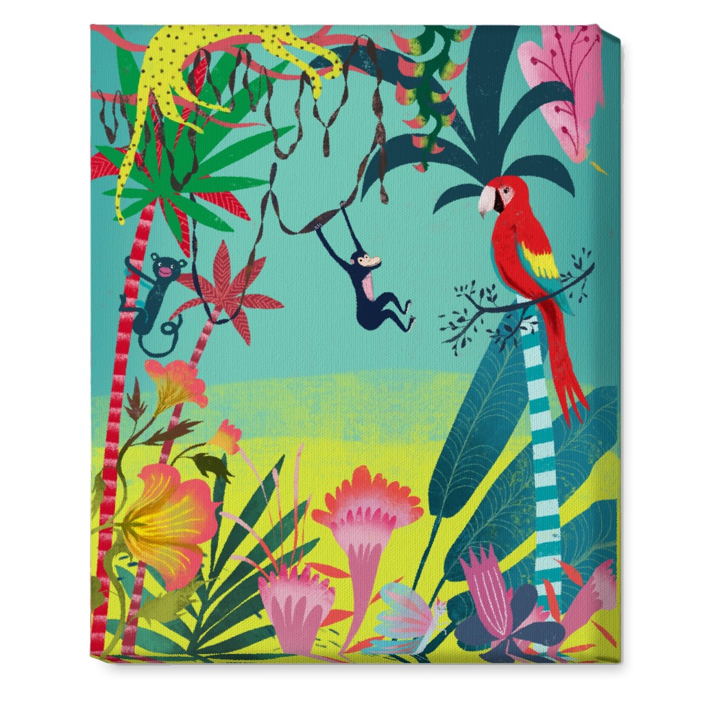 Jungle Animals & Botanical - Multi Wall Art, No Frame, Single piece, Canvas, 16x20, Multicolor