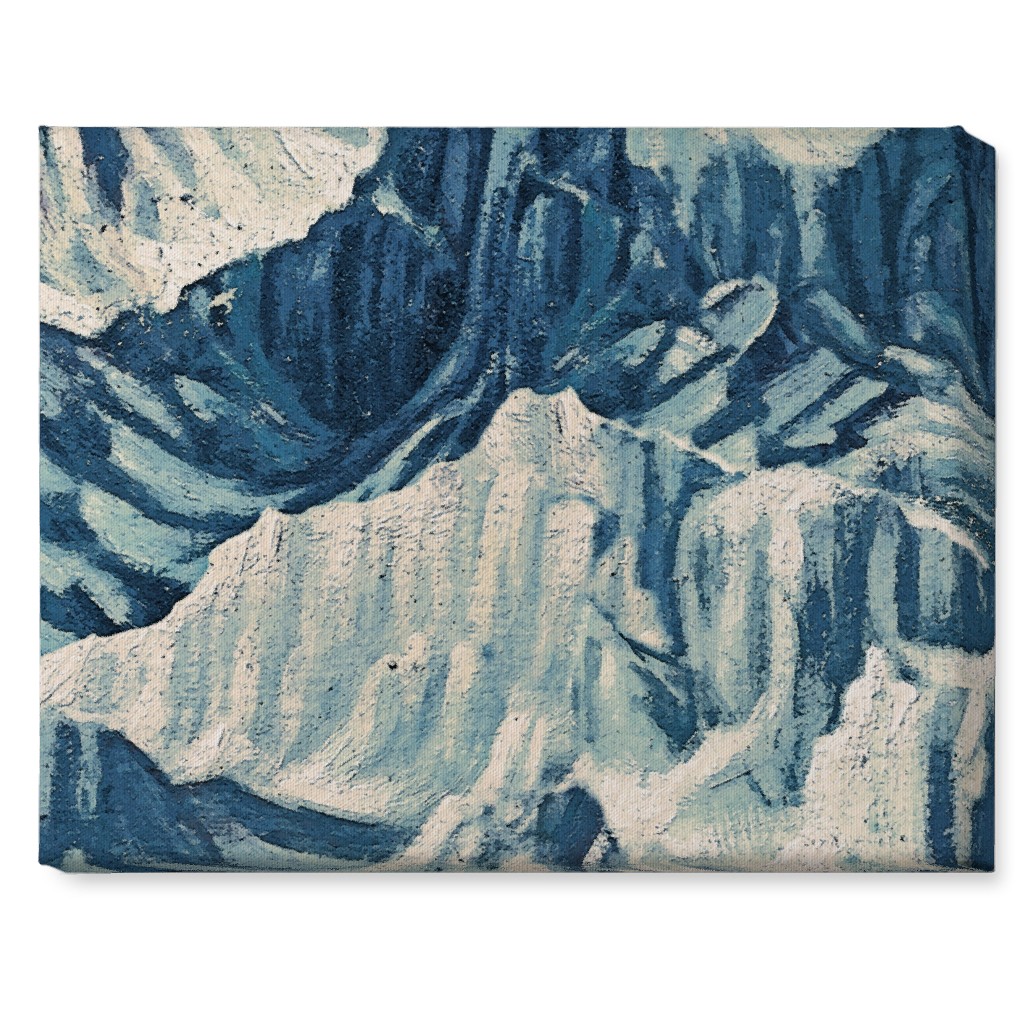 vintage snowy mountains blue wall art