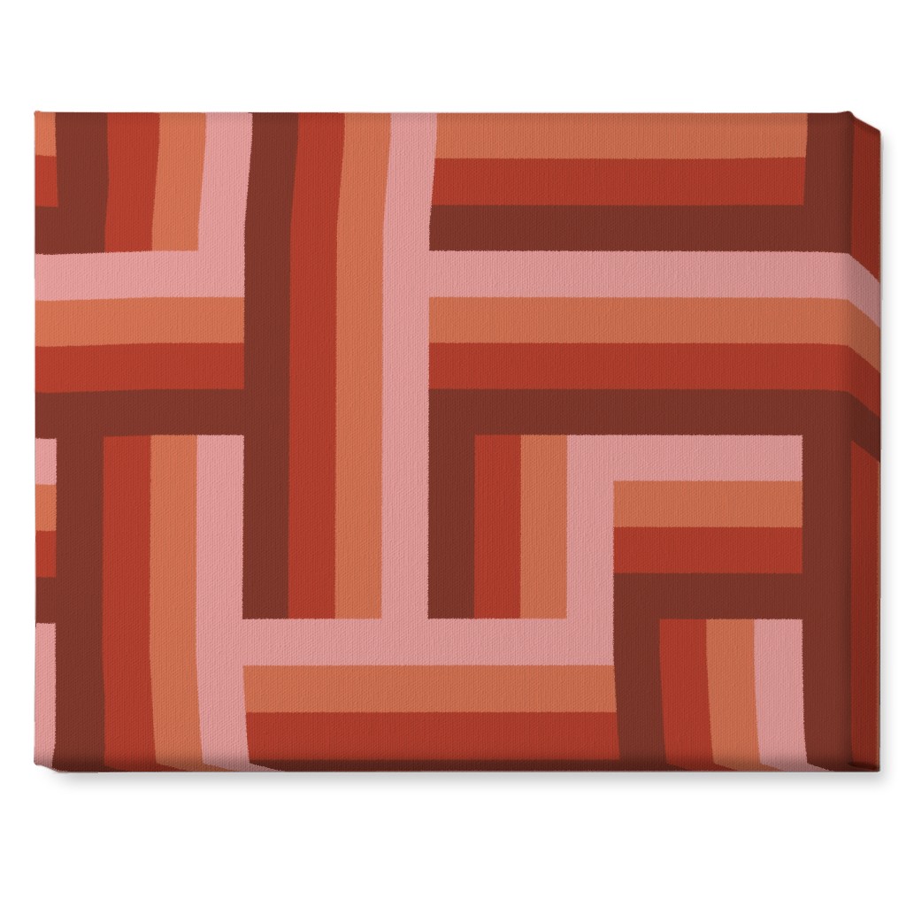 Retro Lattice - Mauve Multi Wall Art, No Frame, Single piece, Canvas, 16x20, Red