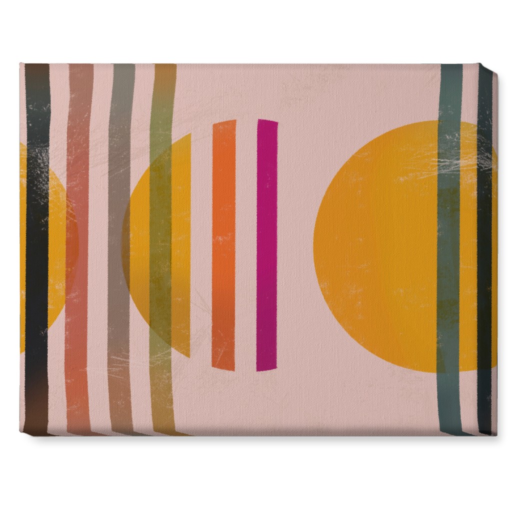 Abstract Cali Sunset - Multi on Pink Wall Art, No Frame, Single piece, Canvas, 16x20, Multicolor