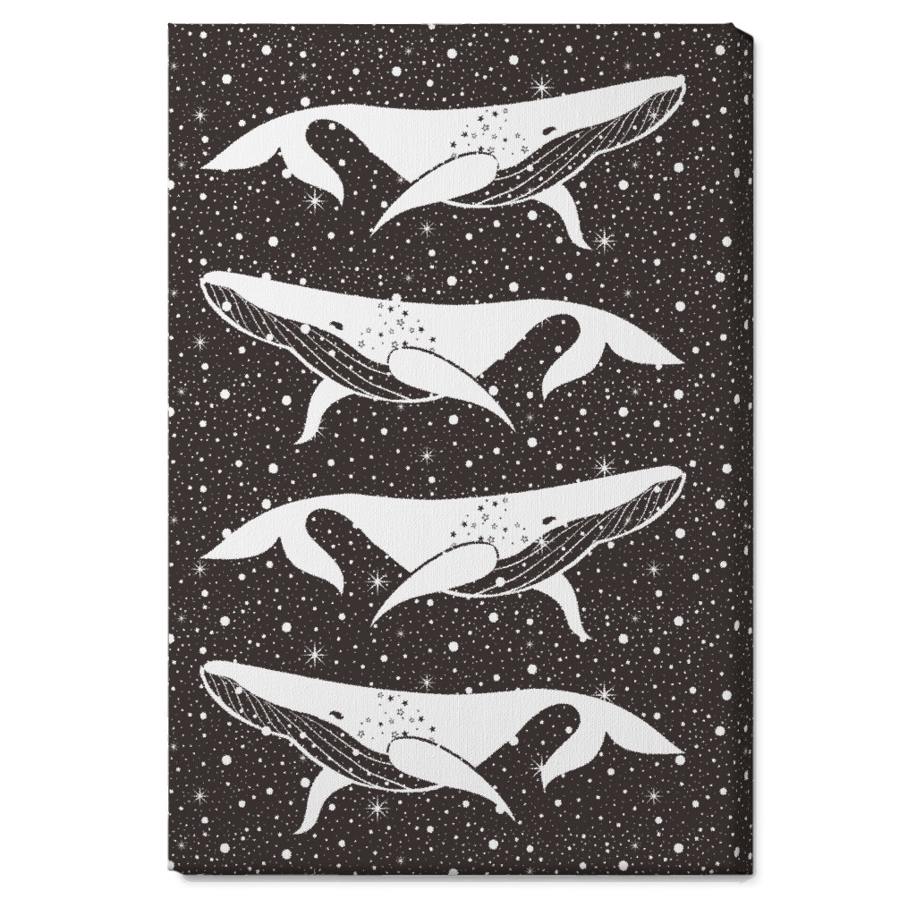 Galaxy Whales Wall Art, No Frame, Single piece, Canvas, 20x30, Black, Black