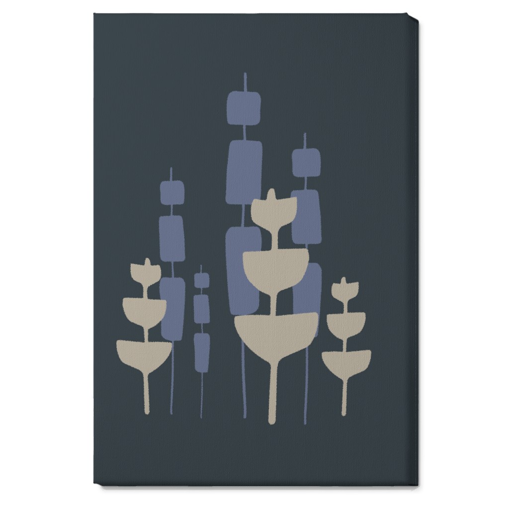 Cattail & Pods Wall Art, No Frame, Single piece, Canvas, 20x30, Blue, Gray
